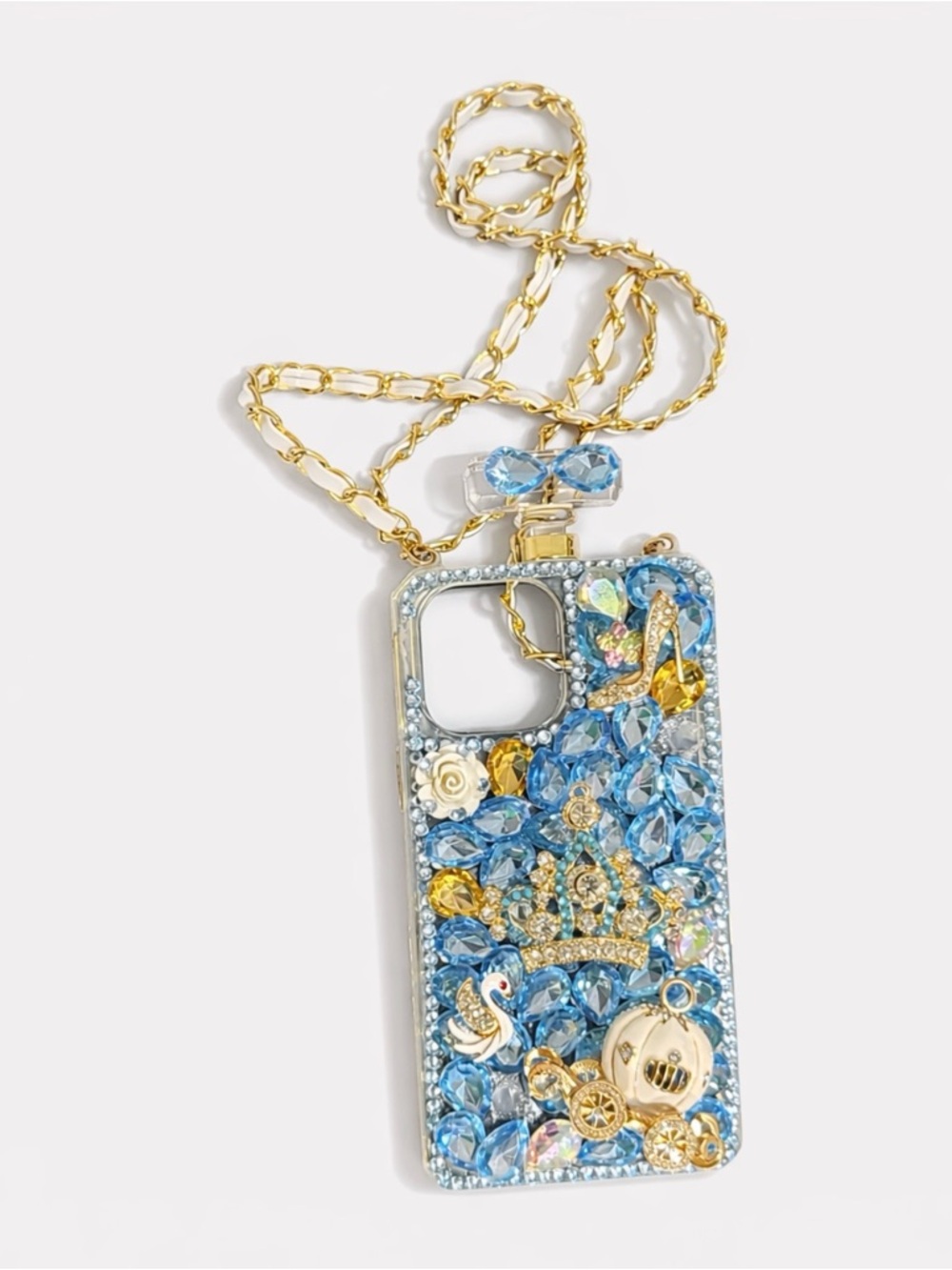 Rhinestone Blue & Gold Jeweled Phone Case
